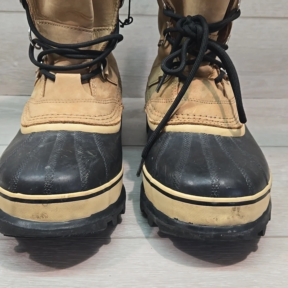 Vintage Men Sorel JEE Insulated Line Caribou Leather Waterproof Boots Shoes Sz 9